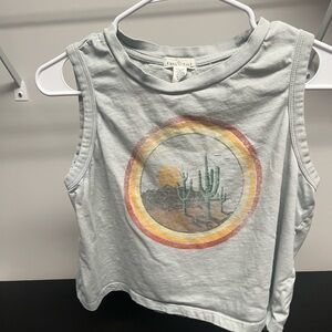 Full Tilt Gray Cactus Graphic Tank Top